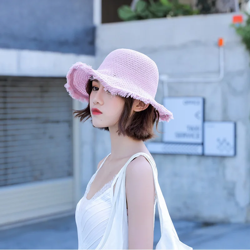 Новая мода пляжная шляпа от солнца Sunhat Новый 2019 однотонные кисточки летняя соломенная шляпа Корейский Для женщин версии прилив