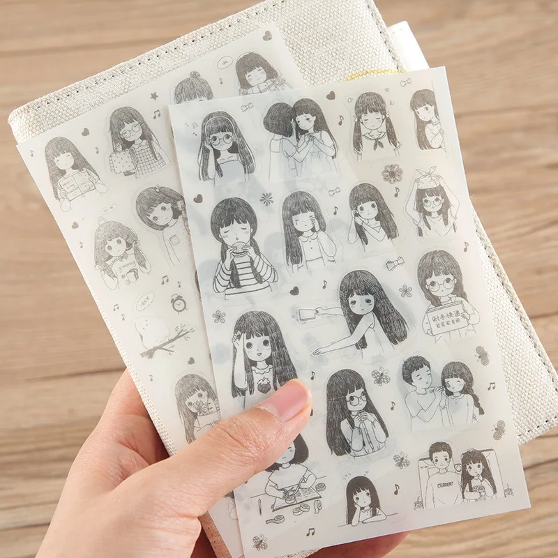 

6PCS Lovely New Cartoon Daily Life Of Girls Children Stationery For DIY Albums Scrapbooking Diary Decoration Depicting Stickers