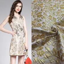 Многоцветная рельефная жаккардовая ткань для платья, металлик Золотой Цвет парча жаккардовая ткань, женское платье или пальто полиэстер ткань