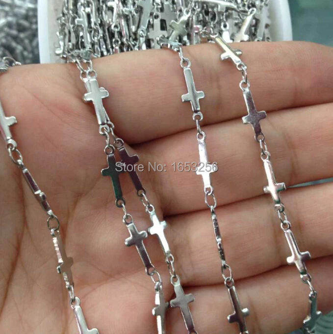 

Lot of 5 meters in bulk Silver Stainless Steel New Cross joint Link Chain Jewelry Finding / Marking Wholesale Chain Fashion