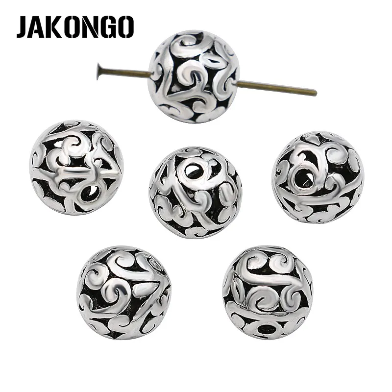 JAKONGO Lucky Cloudy Spacer Бусины античные посеребренные полые свободные бусины для изготовления ювелирных изделий браслет аксессуары 11 мм 8 шт