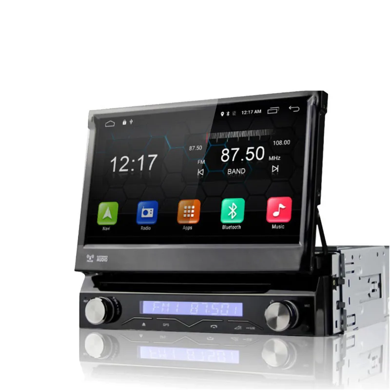 PUZU Android 6.0 1din Universal Motorized Flip down Panel Car DVD