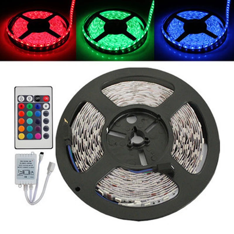buy 5050 non Waterproof RGB 60 LED STRIP 12v 5M led Strip Light + 24 Key IR Controller+ RGB Control Box