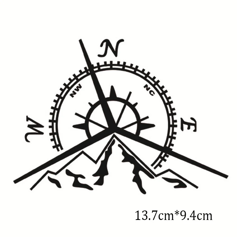 

NEW Fashion Mountains Compass Rose Decal Nautical Compass Navigate Gas Tank Decal Car Sticker Black Silver Vinyl