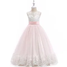 Детские платья для девочек, длинное платье Элегантное белое свадебное платье для девочек кружевная одежда для подростков вечерние платья для детей 6, 8, 10, 12, 14, 15, 16 лет