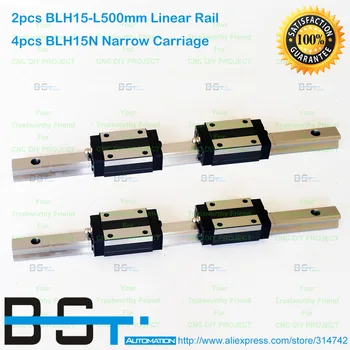 

15mm Linear Guide 2pcs BLH 15 -L 500mm Linear rail +4pcs BLH15N Square Linear Carriage Block for CNC router Instead for HGH15CA
