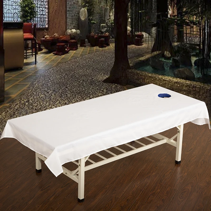 Салон красоты спа для массажной кровати лист хлопок/полиэстер простой плоский лист покрытие стола простыни с отверстием# sw