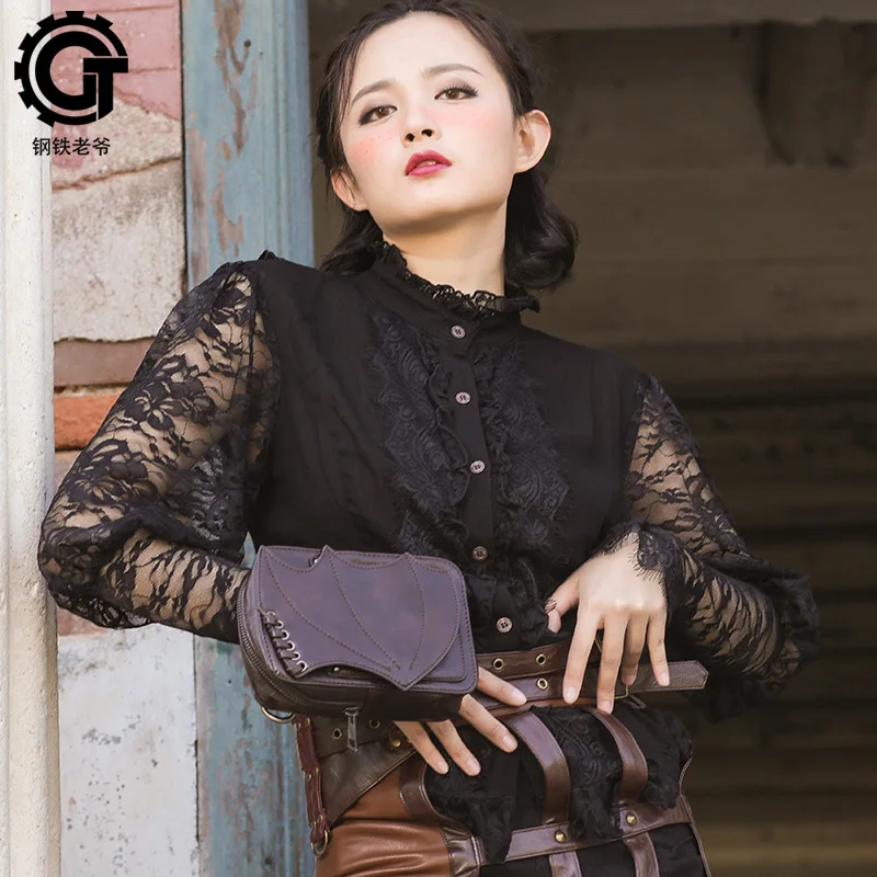 

Hot sale bag Female new punk handbag vintage brown outdoor mobile phone waist bag
