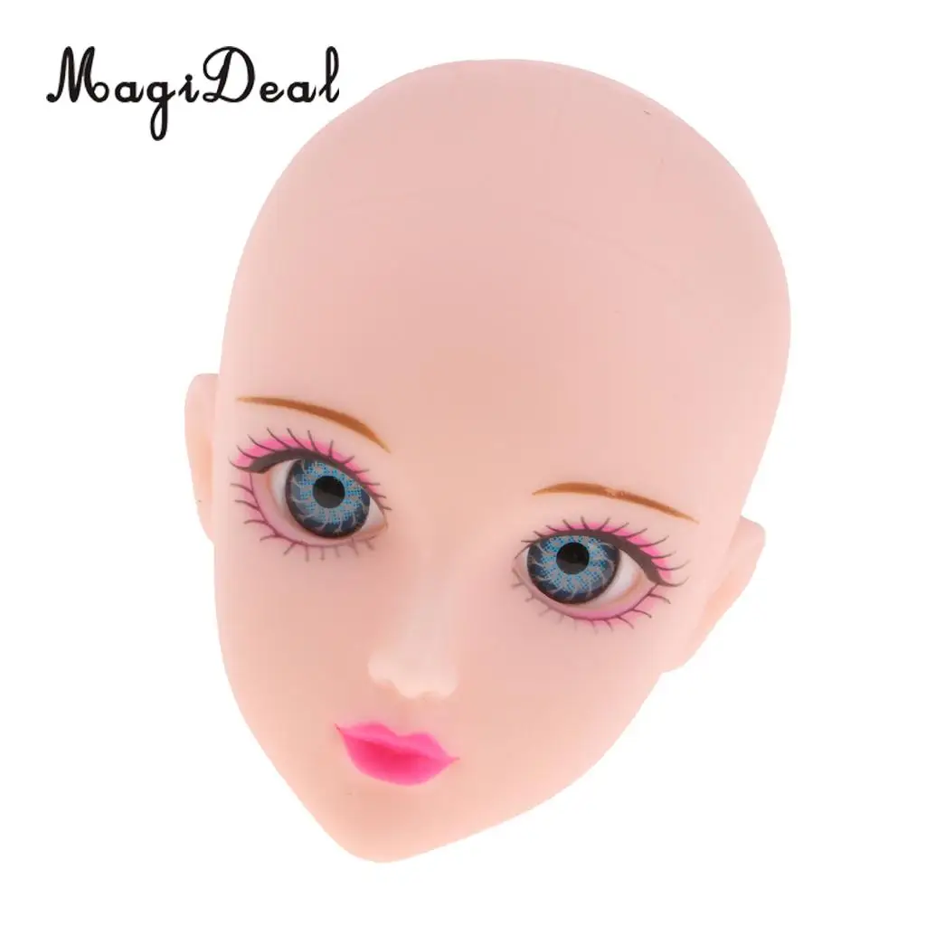 Jointed Girl Doll Head with Blue Eyes for 1/6 BJD Doll Body Parts Accessory