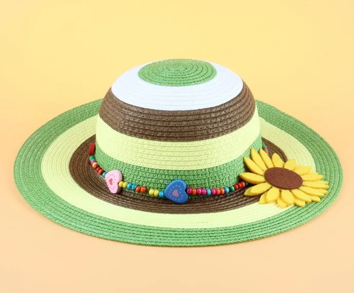 Стиль, 10 шт.,, натуральная ручная работа, ручная работа, детская соломенная шляпка, большой край, песчаный пляж, цветок, соломенная шляпа для девочек, шляпа от солнца