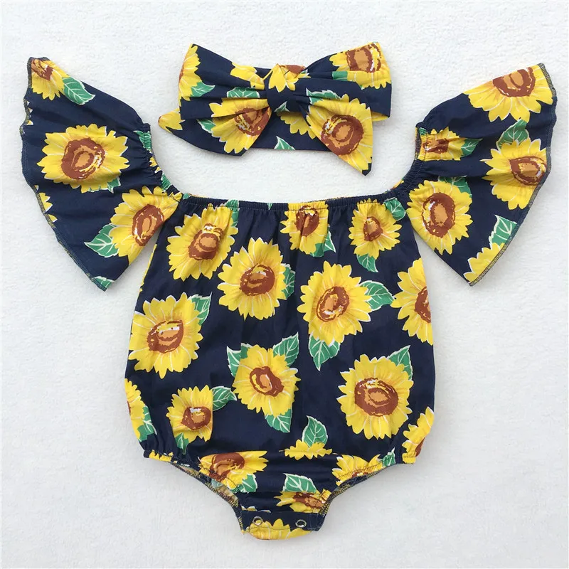 Милая одежда для малышей Топы с оборками и рукавами-бабочками для девочек хлопковая одежда детский топ+ повязка на голову, 2 предмета