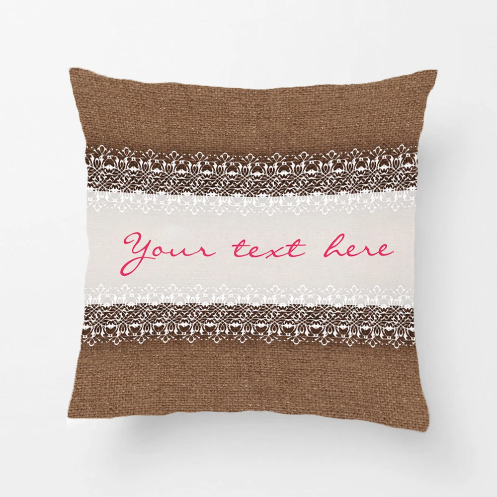 

Shabby Chic Lace On Rustic Burlap - Pink Monogram Throw Pillow Case Decorative Cushion Cover Pillowcase Customize Gift By Lvsure
