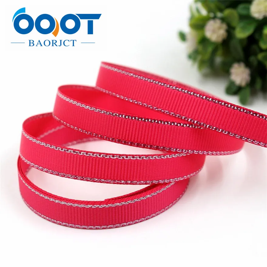 OOOT BAORJCT I-19316-565 10 мм 10 ярдов Серебряный двусторонний grosgrain ленты, DIY лук кепки аксессуары и украшения - Цвет: I-19316-571