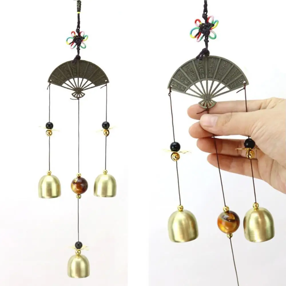 Античный медный ветровой колокольчик Lucky Fengshui ветровой Колокольчик металлический садовый ветровой колокольчик подвесной орнамент для внутреннего и наружного украшения ветровой колокольчик - Цвет: Fan Wind Bell