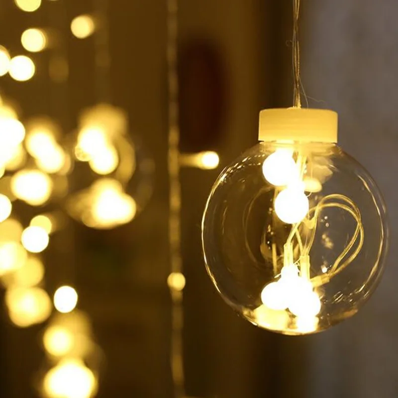 Ac 220v 3m Transparent Ball String Lights Window Hanging Fairy
