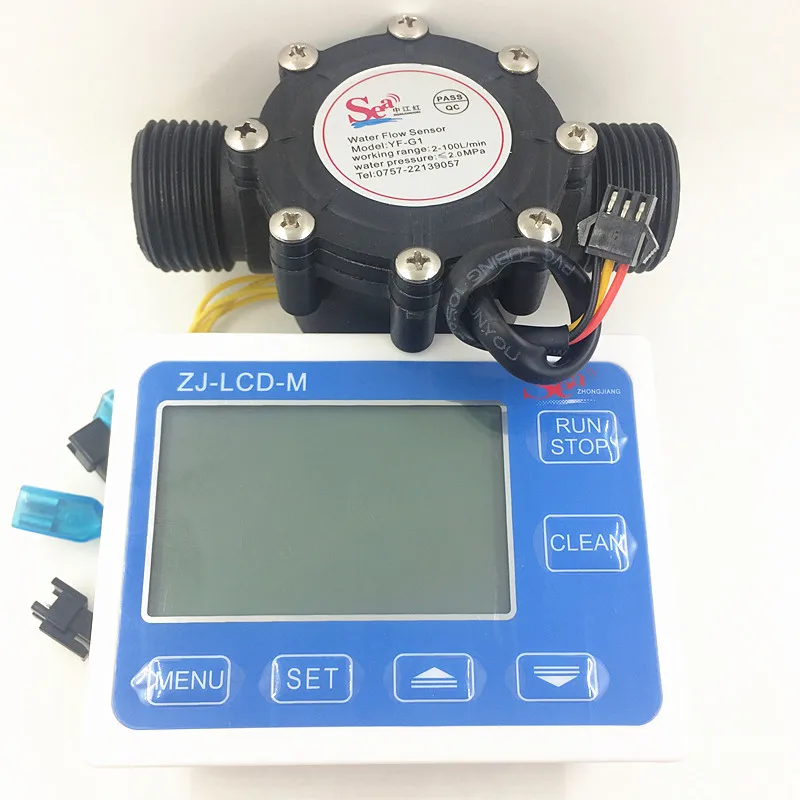 Water FuelFlow Meter Sensor Hall heater Water Flowmeter Counter Indicator pipe DN25 G1 Flow range 2-100L/min+ LCD dispaly screen