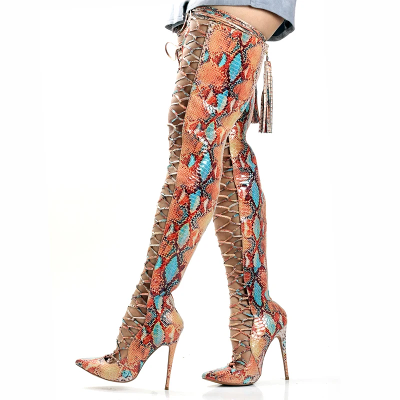 biker boots snake print