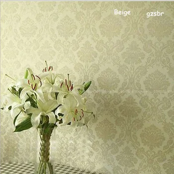 

Beige/Chocolate/Creamy-white wallpaper roll papel de parede sala wallpaper for walls PatternDamask wall paper Roll Wallcoverings