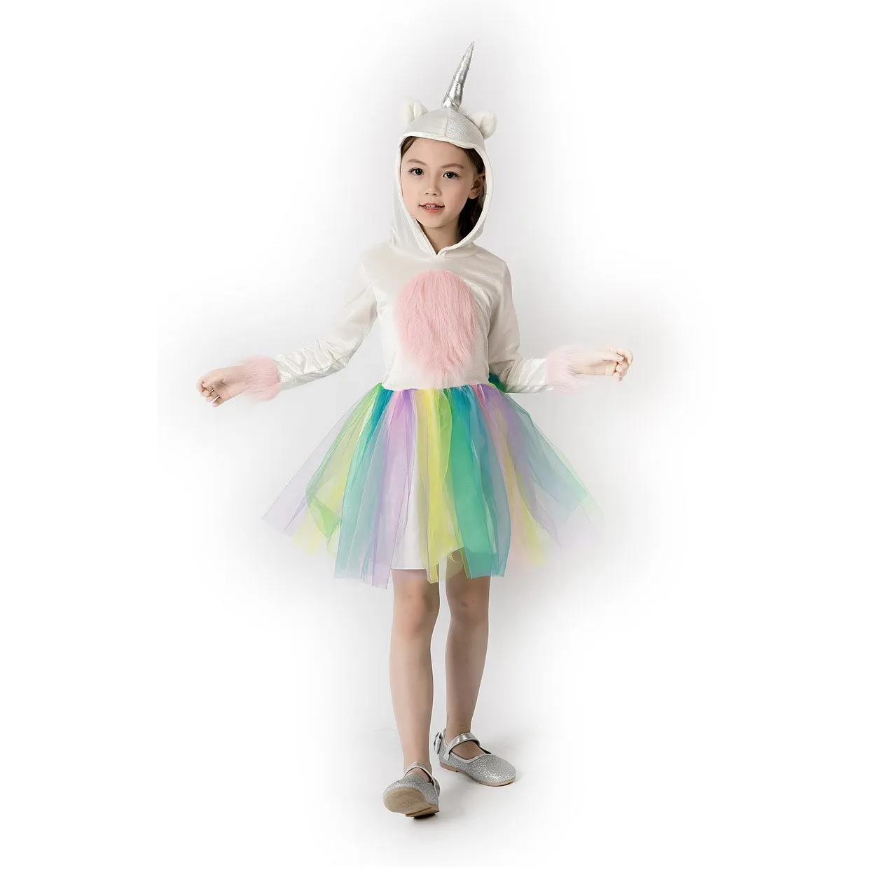 

2019 Kids Carnival Clothing Girls Unicorn Cosplay Dress With Hat Princess Unicornio Halloween Party Dresses Girl Easter Costume