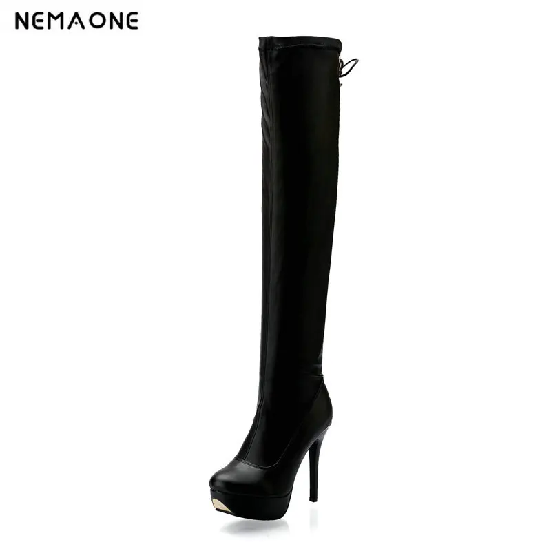 

2019 New 12cm Super High Heels Women Boots Sexy Over The Knee High Boots Woman Black Brown Shoes Woman Large Size 42 43