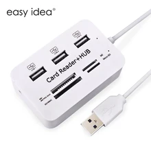 Multi USB Combo USB Hub 2.0 3 Ports With Card Reader All in One USB Splitter 480Mbps For MS,M2,SD/MMC,TF Portable For PC Laptop