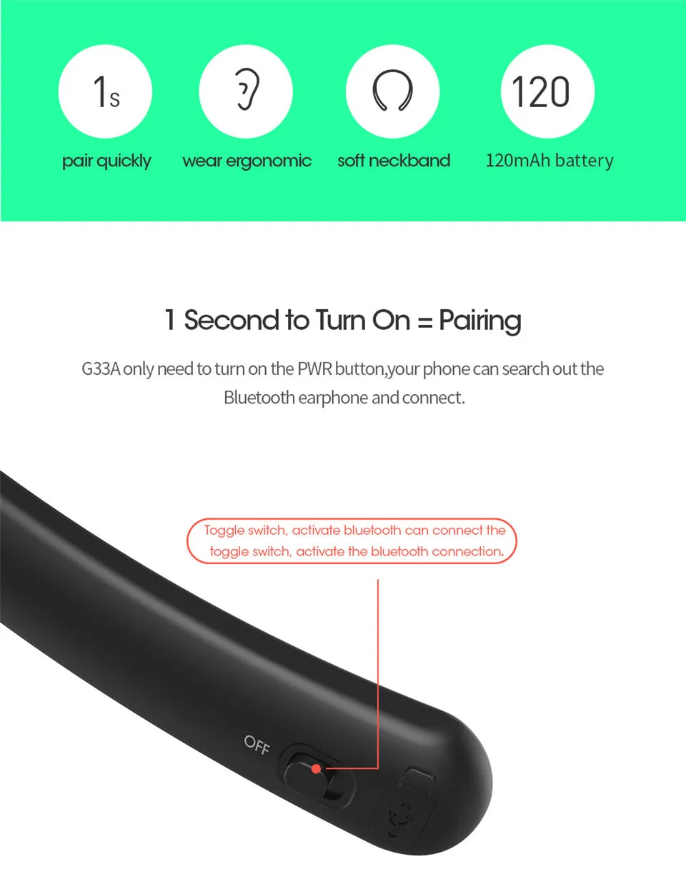 Dacom L02 neckband IPX5 waterproof handsfree stereo sport headset wireless bluetooth earphone headphone for iphone LG phone (8)
