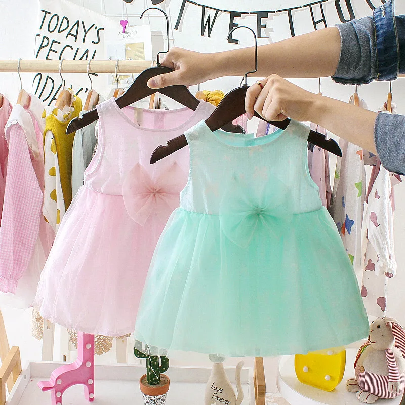 

Baby Girl Dress 2019 summer princess sleeveless Baby girls clothes Birthday Dress cute bow Kids Girl Clothes