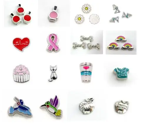 

Multiple Choise 20PCS/lot rainbow bird mermaid heart ribbon cake Floating Locket Charms Fit For Magnetic Locket Pendant