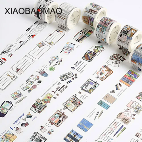 

DIY Retro Graffiti Stationery Washi Tape Lovely Decorative Adhesive Tape Lovely Masking Tape For Decoration Korean Stationery