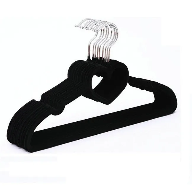 

[Free shipping]Black Velvet Flocked Suit Hanger/Clothes Hanger with Loving Heart (48 pieces/lot)