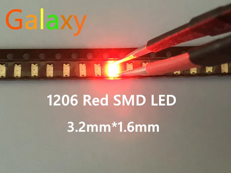 100 шт. Бесплатная доставка 1206 красный светоизлучающий диод SMD СВЕТОДИОДНЫЙ 3216