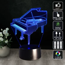 Фортепиано 3D иллюзия Ночник led Энергосберегающая лампа Акриловая прикроватная настольная лампа детская спальня освещение домашняя лампа