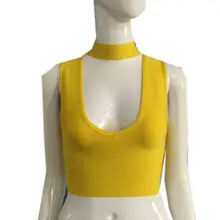 Дженни мода Новая Летняя женская одежда из вискозы черный желтый оливковый бежевый красный стрейч Милое сексуальное Бандажное бюстье укороченный топ