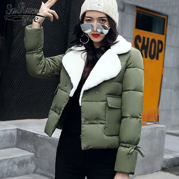 

new Fashion winter women parka 2019 long sleeve solid short women jacket clothing female slim winter cotton coat women 1239 40