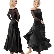 Платье для танца вальса, черное бальное платье, платье для бальных танцев, женское платье для Бальных тренировок для девочек