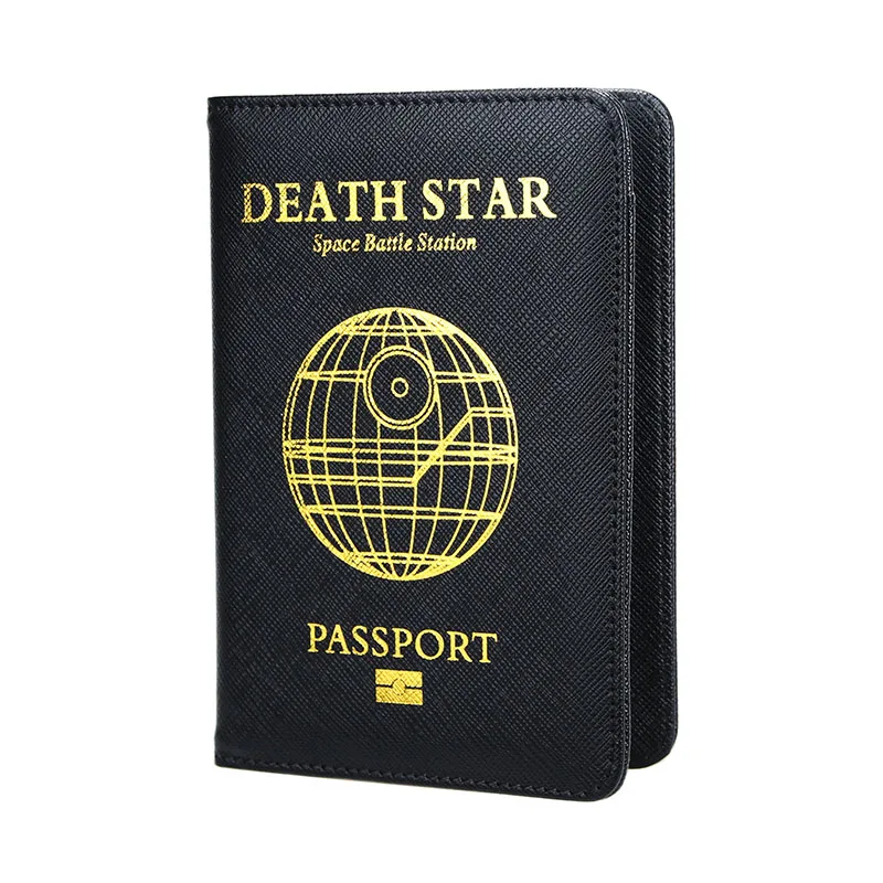 Звездные войны, Звезда смерти Обложка для паспорта RFID из искусственной кожи путешествия паспорт держатель для карт Черное золото печать паспорт кошелек унисекс DIKEDAKU