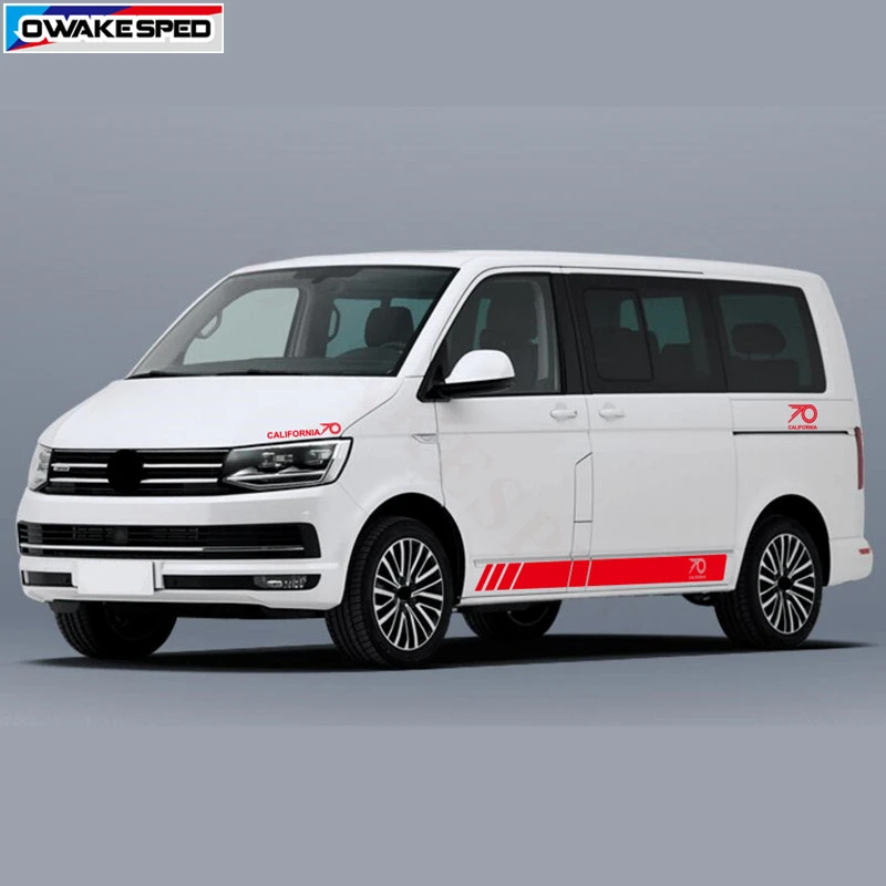 Креативная Виниловая наклейка для Volkswagen Multivan T5 T6 California Edition 70 лет с боковой полосой для украшения кузова автомобиля