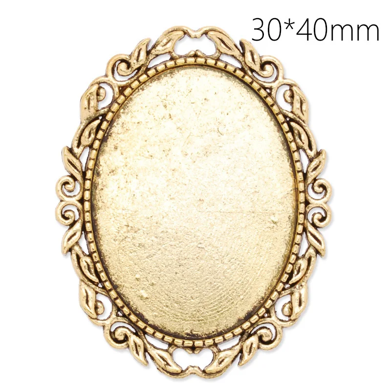 

10 pcs Gold Plated Brooch Blank Jewelry With Inner 40*30 mm Bezel Setting Tray for Cameo Cabochons Safety Pin-C4106