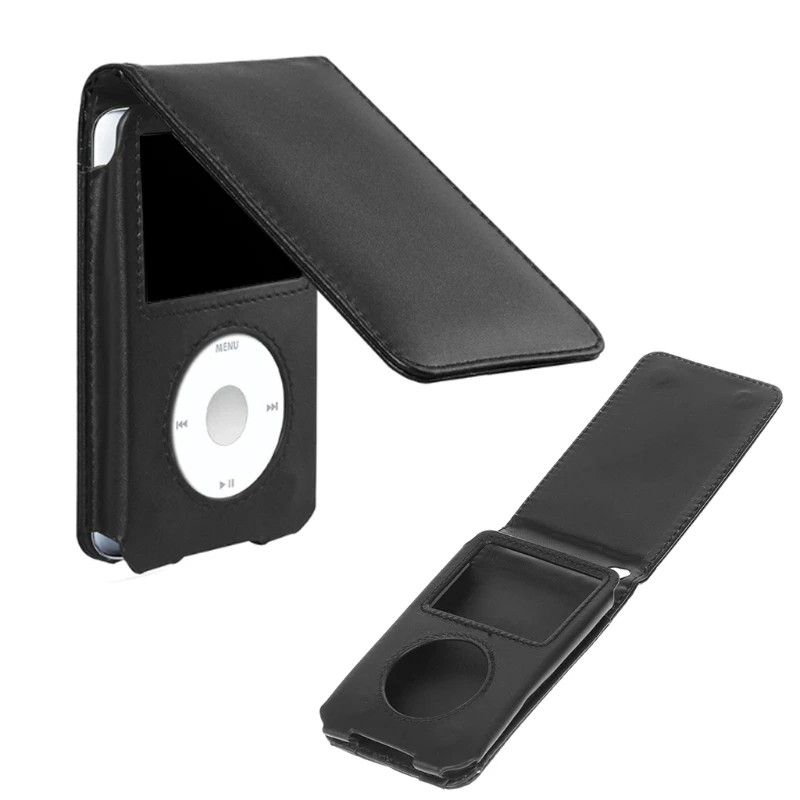 Портативный черный кожаный чехол для Apple iPod Classic 80/120/160 Гб со съемной зажим|Чехлы