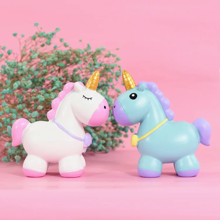 

Creative Unicorn 15-18cm Saving Pot Cartoon Piggy Bank Brinquedos Resin Collection Model Action Fgures #392 Kids Birthday Gift
