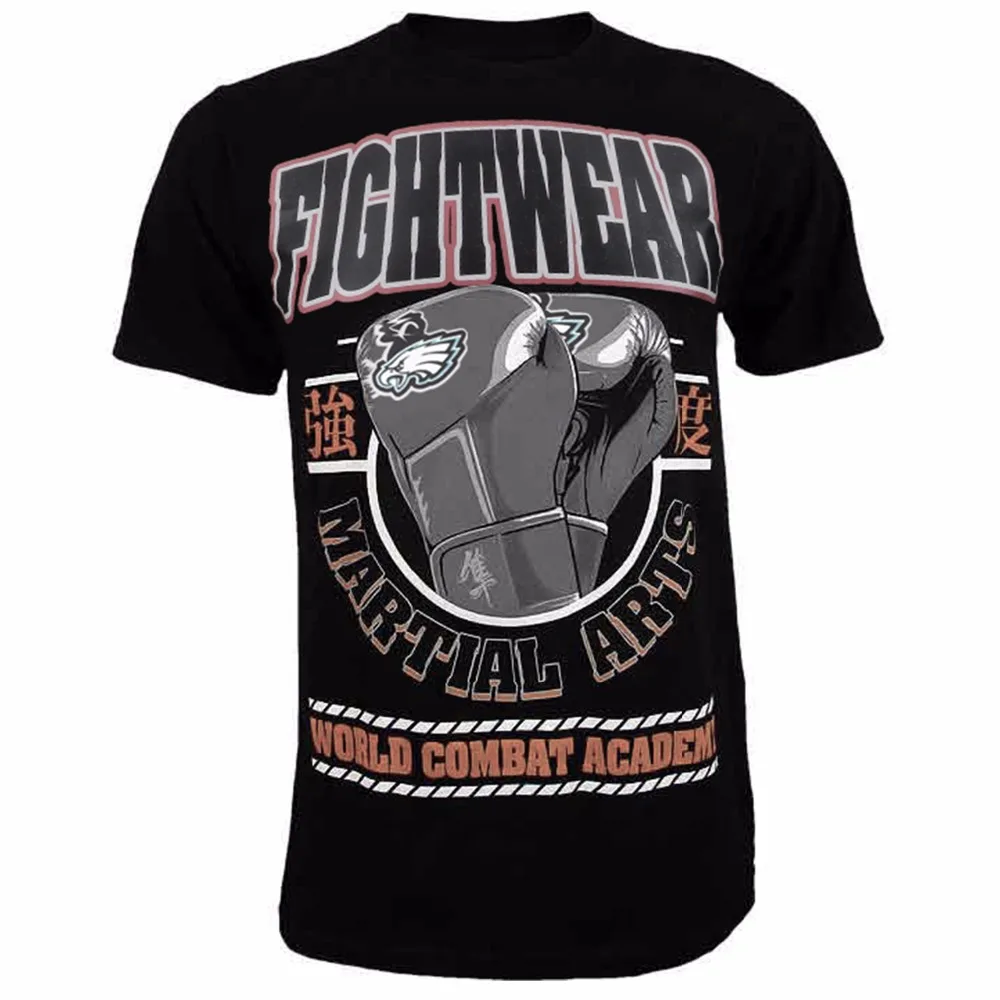 2018 جديد الملاكمة التايلاندية mma ufc القتال قصيرة الأكمام shirt المصارعة wulin الرياح سانشو جيو جيتسو المحملات القطن تشيرتس أوم