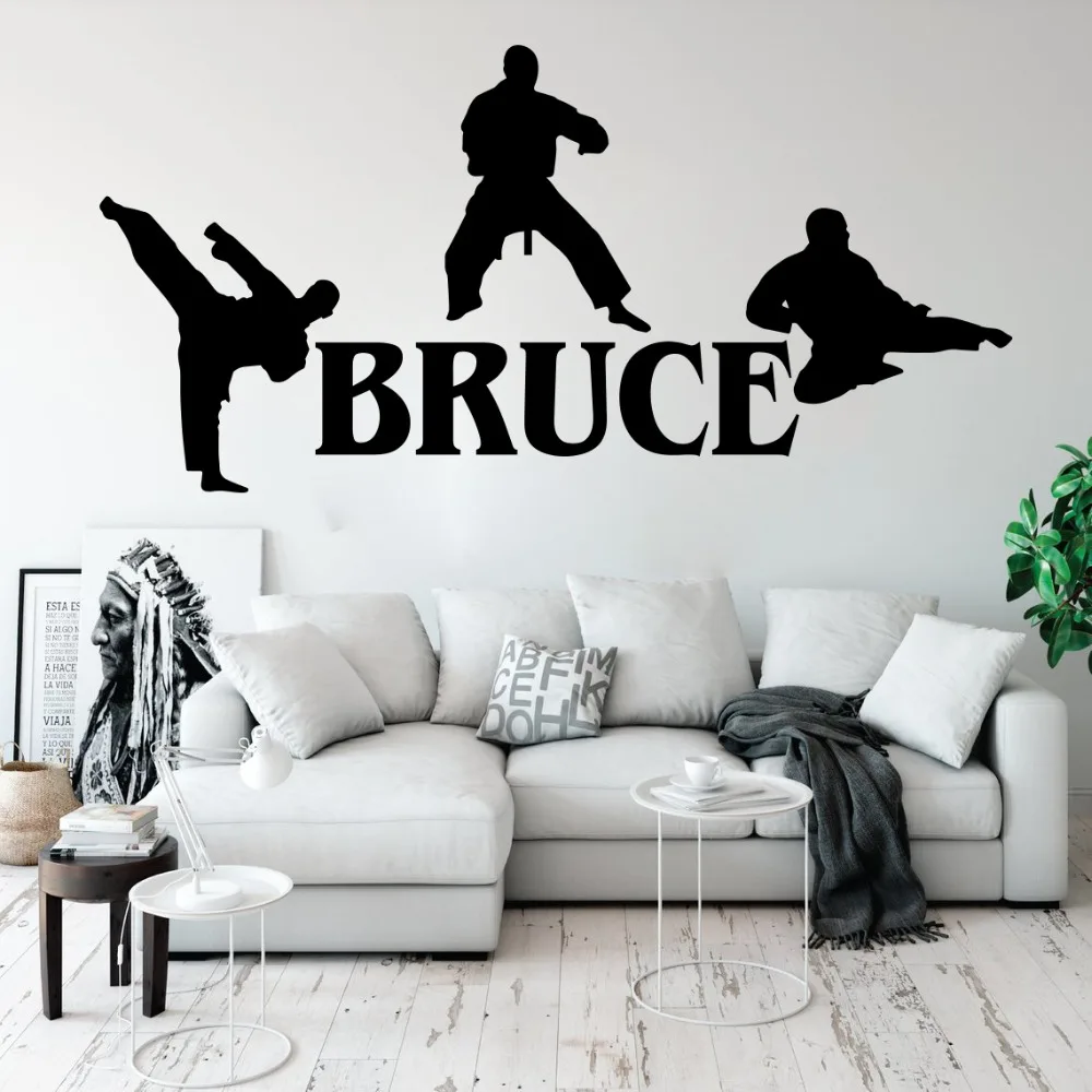 Custom Name Martial Karate  Taekwondo Wall Decal Boy Room Kids Room Personalized Boxing Judo Sport Wall Sticker Bedroom Vinyl (5)