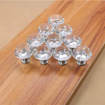 

10Pcs 30mm Diamond Plated Shape Crystal Glass Knob Cupboard Drawer Pull Handle New Kitchen Door Knob Furniture Accessories