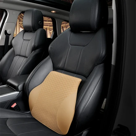 Автомобильное сиденье из искусственной кожи, поясничная опора s 3D Space Memory Foam, поясная подушка для спины, автомобильные аксессуары для интерьера - Название цвета: beige