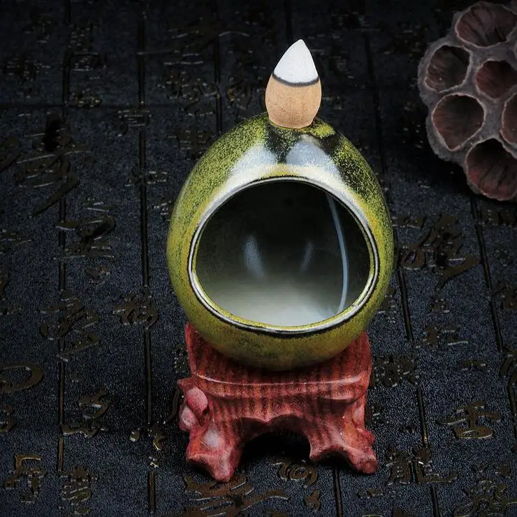 

Mini Egg Shape Ceramic Incense Burner Handmade Backflow Incense Holder Home Decoration Ceramic Crafts Incense Censer Sandalwood