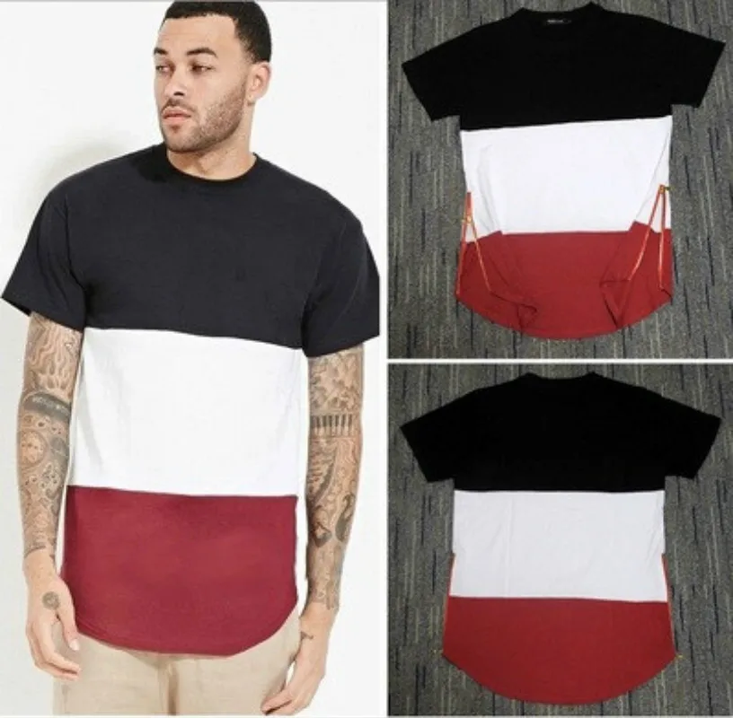 Oncegala Summer Style Mens T Shirts White Black Red Patchwork
