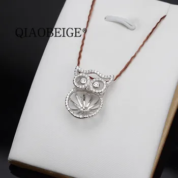 

QIAOBEIGE 925 sterling silver diy pin glue women jewellery pearl pendant mounting Findings For Pearl,Fashion Design owl Pendants