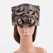 MLHXFUR Винтаж зима Для женщин норки Бейсбол шляпа Кепки уха Шапки симпатичный меховой хвост