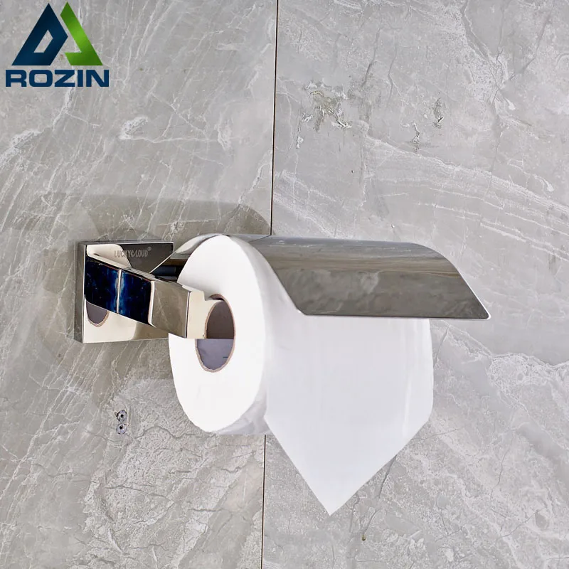 

Free Shipping Wall Toilet Paper Holder Chrome Stainless Steel Roll Paper Tissue Rack with Cover .