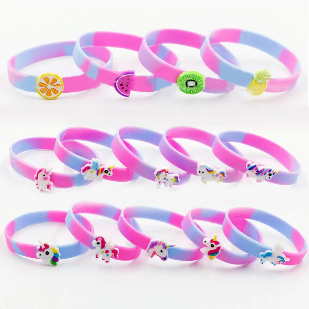 

Kids Children Cartoon Pink Silicone Bracelet Unicorn Fruit Wristband Bangle Cuff Wristband Jewelry Accessories
